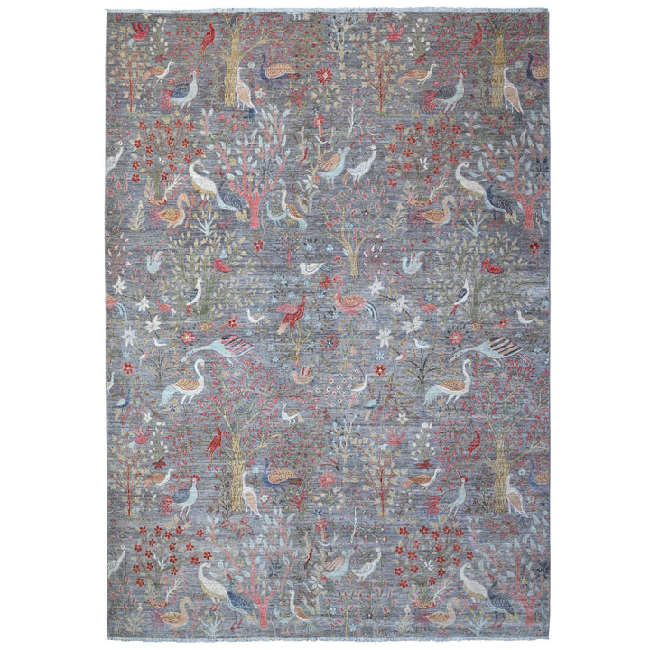 10'0" x 13'6" New Hand Knotted Grey Wool Rectangle Oriental Rug - MOA10288881