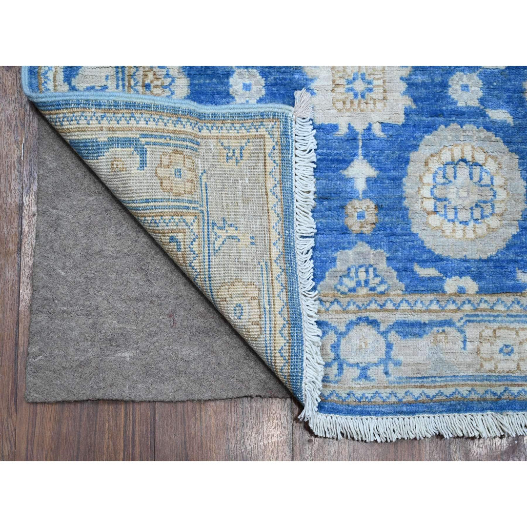 2'6" x 13'9" New Hand Knotted Blue Wool Runner Oriental Rug - MOA10288890