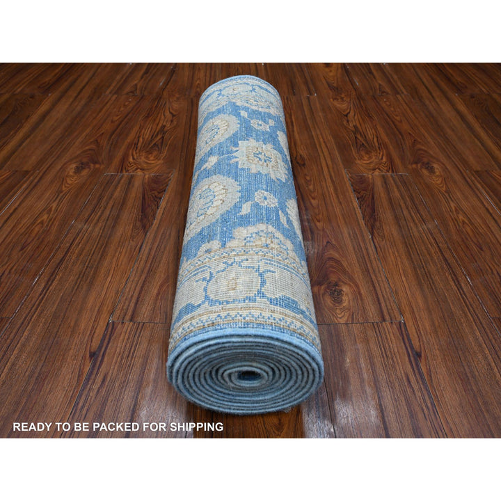 2'6" x 13'9" New Hand Knotted Blue Wool Runner Oriental Rug - MOA10288890