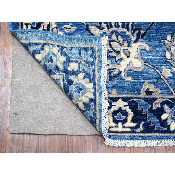 2'7" x 12'1" New Hand Knotted Blue Wool Runner Oriental Rug - MOA10288891