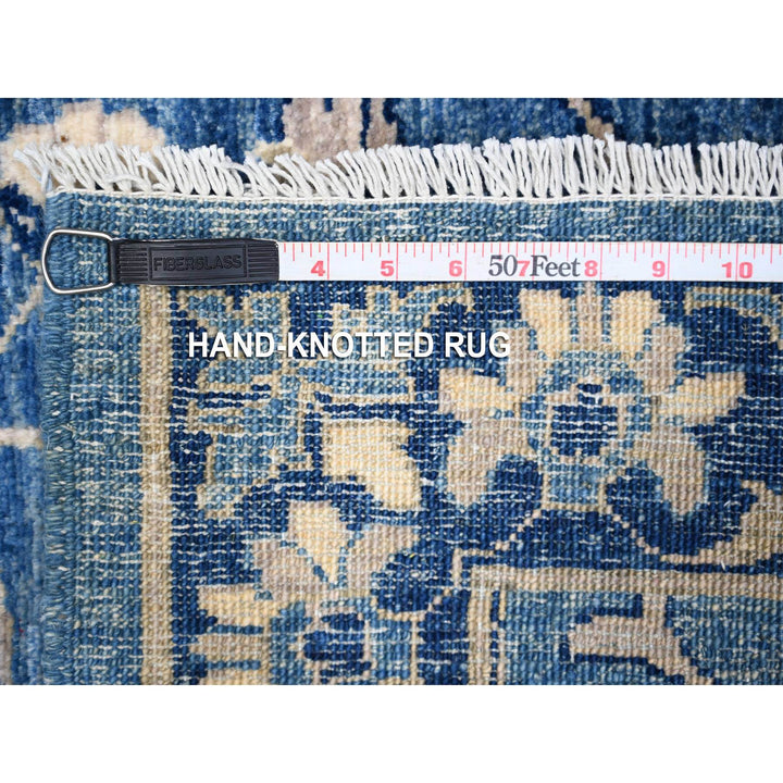 2'7" x 12'1" New Hand Knotted Blue Wool Runner Oriental Rug - MOA10288891