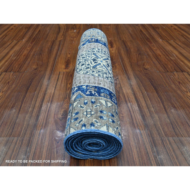 2'7" x 11'9" New Hand Knotted Blue Wool Runner Oriental Rug - MOA10288892