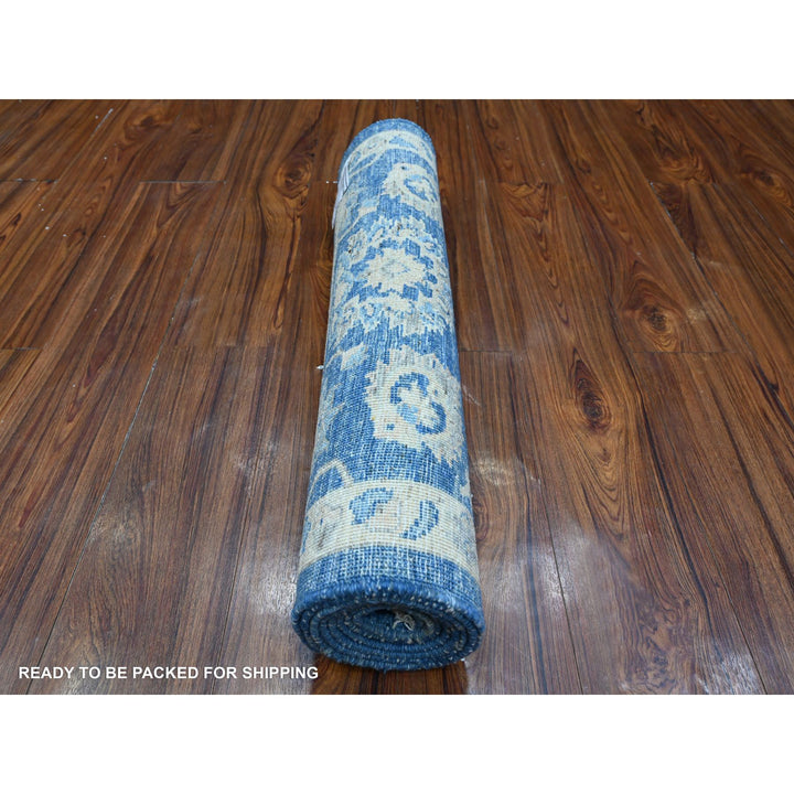 2'6" x 7'9" New Hand Knotted Blue Wool Runner Oriental Rug - MOA10288893