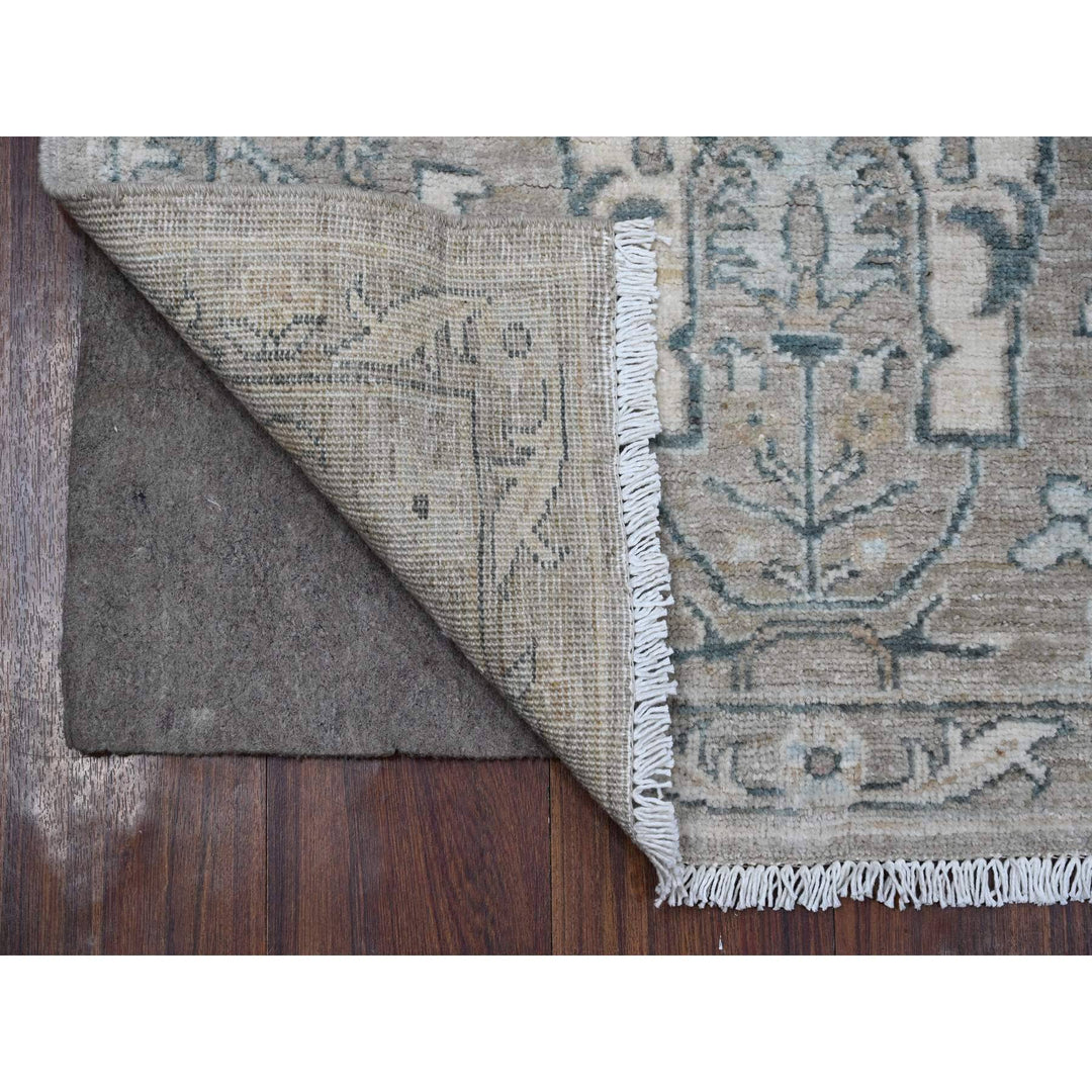 2'9" x 9'7" New Hand Knotted Grey Wool Runner Oriental Rug - MOA10288895