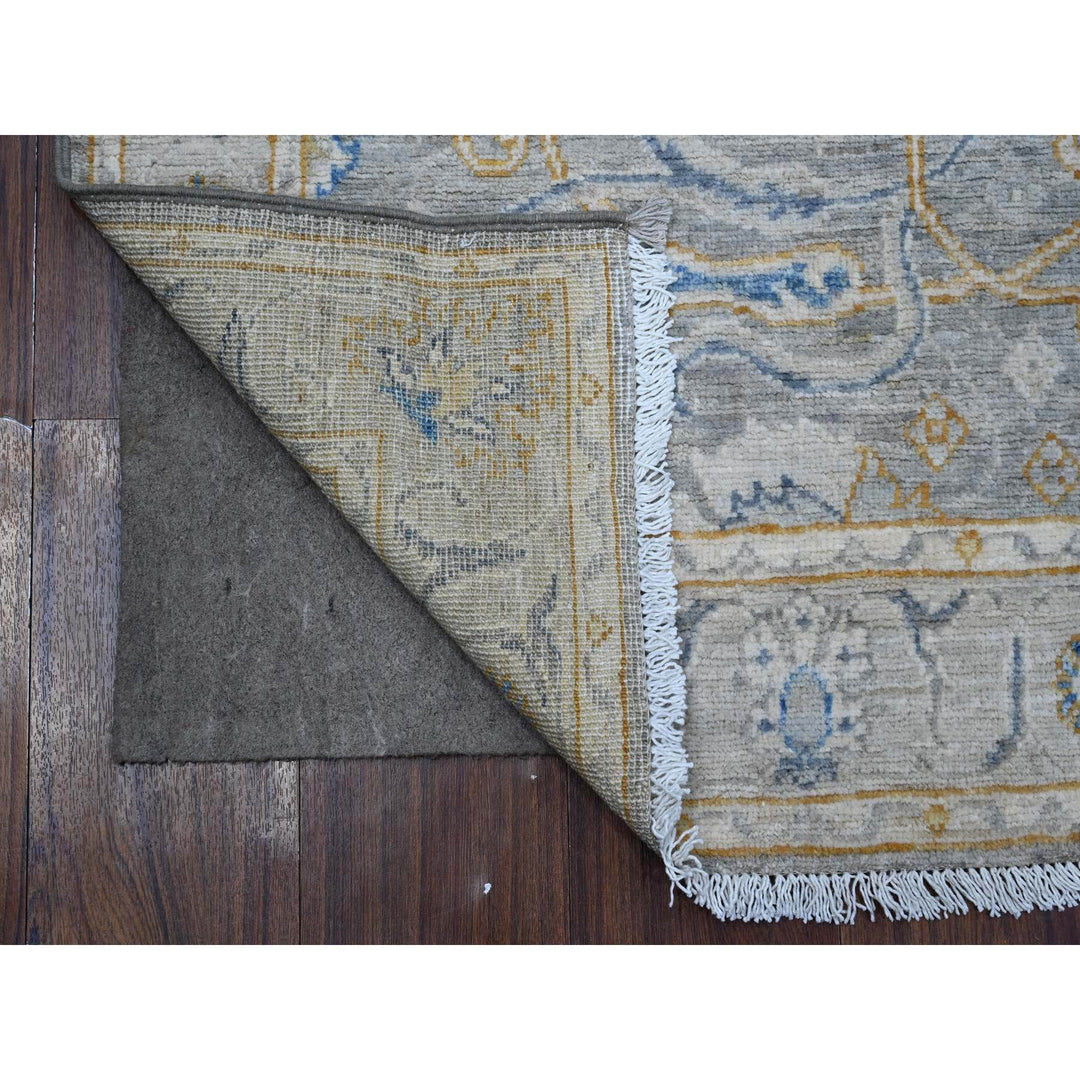 2'8" x 7'10" New Hand Knotted Grey Wool Runner Oriental Rug - MOA10288898