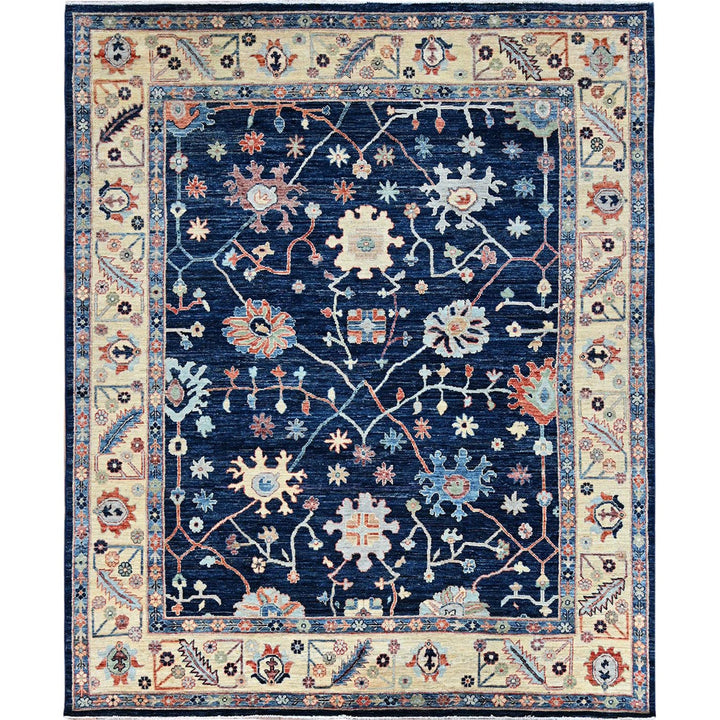 8'3" x 10'0" New Hand Knotted Blue Wool Rectangle Oriental Rug - MOA102888