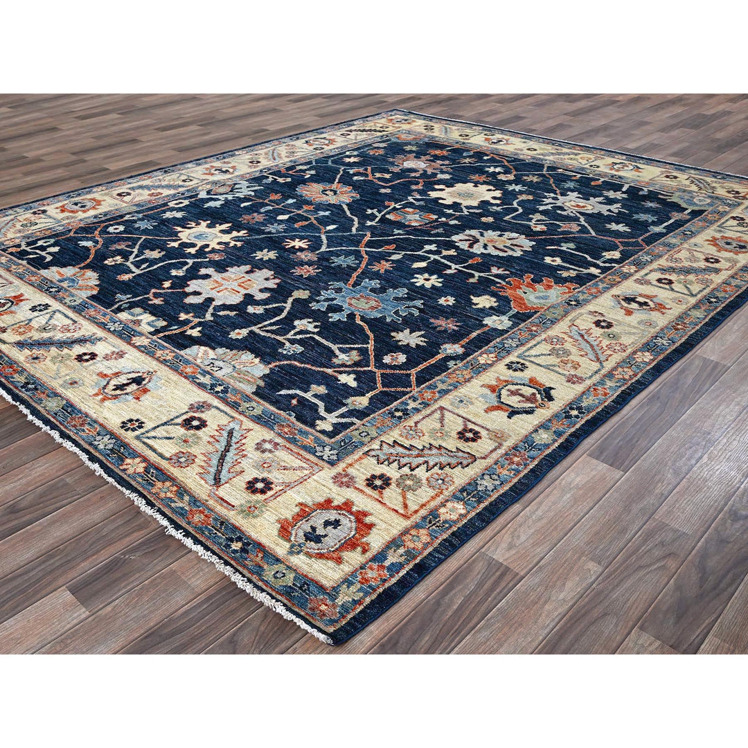 8'3" x 10'0" New Hand Knotted Blue Wool Rectangle Oriental Rug - MOA102888