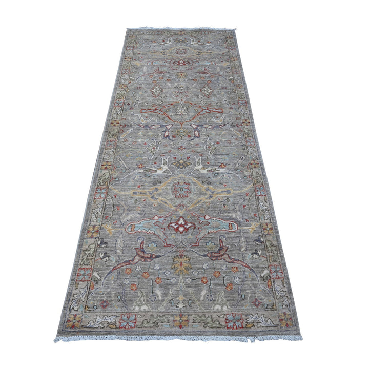 3'0" x 7'10" New Hand Knotted Grey Wool Runner Oriental Rug - MOA10288903