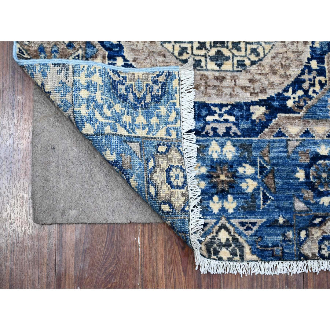 2'6" x 7'11" New Hand Knotted Blue Wool Runner Oriental Rug - MOA10288907