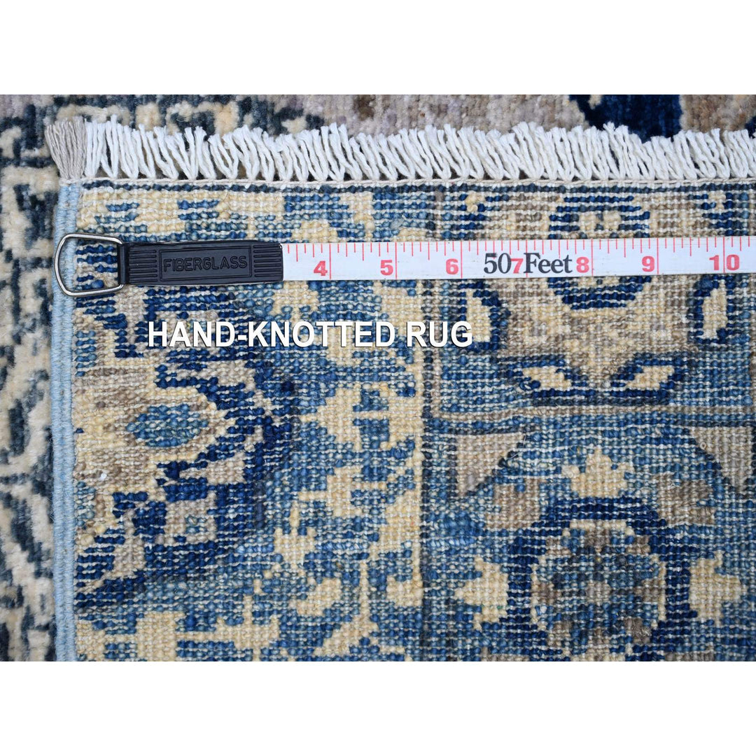 2'6" x 7'11" New Hand Knotted Blue Wool Runner Oriental Rug - MOA10288907