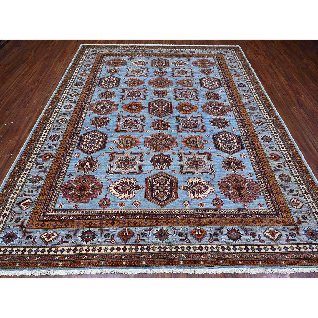 8'3" x 9'8" New Hand Knotted Blue Wool Rectangle Oriental Rug - MOA10288913