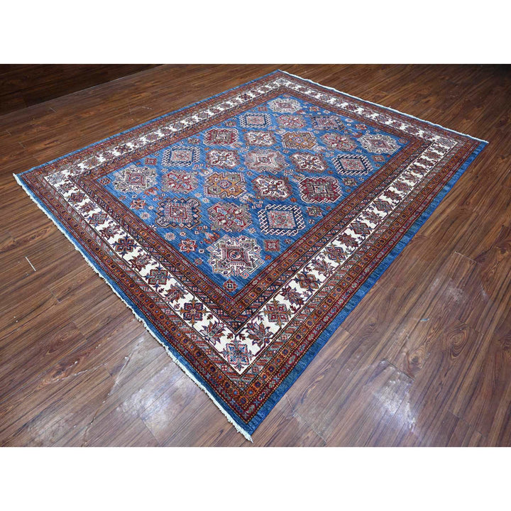 8'0" x 9'11" New Hand Knotted Blue Wool Rectangle Oriental Rug - MOA10288914