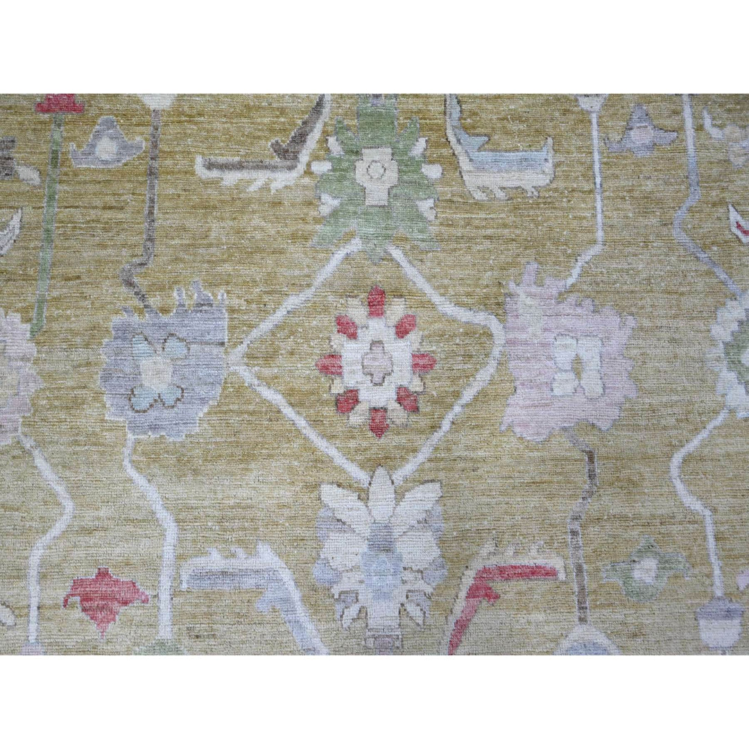 8'11" x 12'6" New Hand Knotted Yellow Wool Rectangle Oriental Rug - MOA10288918