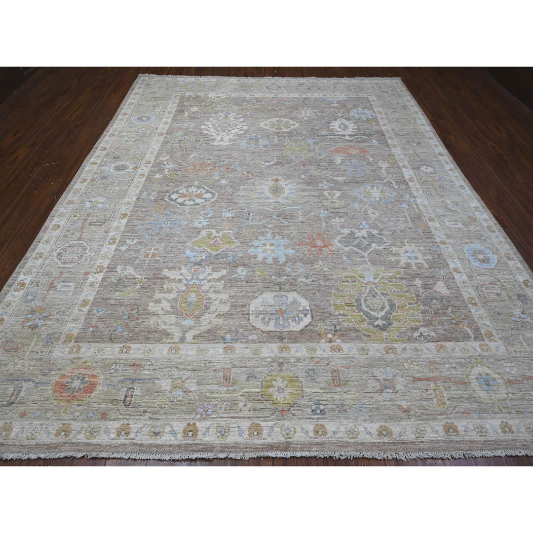 9'2" x 11'4" New Hand Knotted Grey Wool Rectangle Oriental Rug - MOA10288920