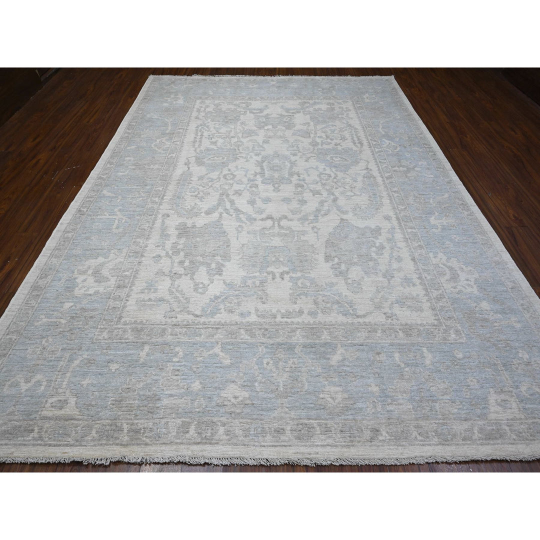 8'10" x 11'10" New Hand Knotted Ivory Wool Rectangle Oriental Rug - MOA10288924