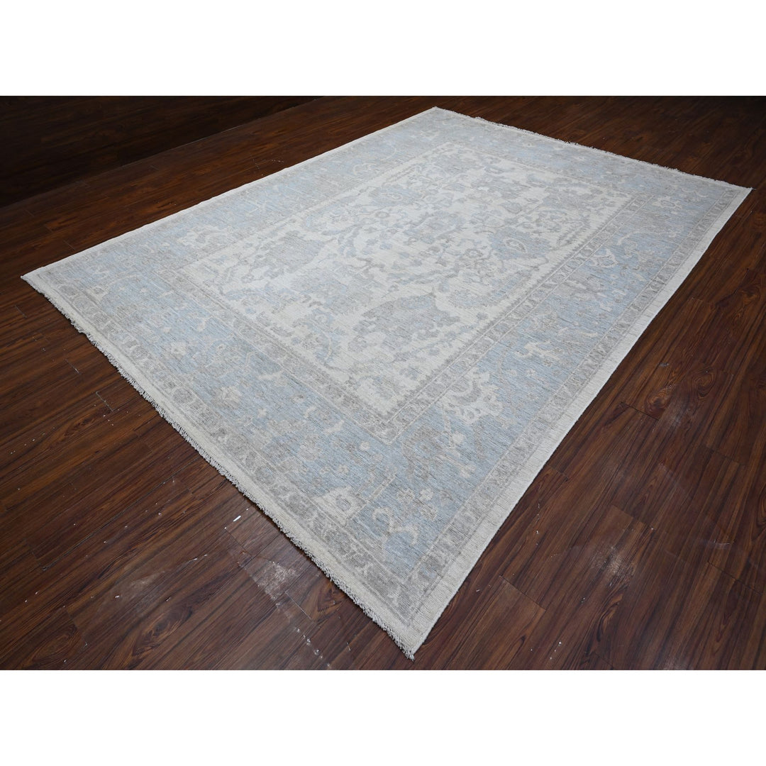 8'10" x 11'10" New Hand Knotted Ivory Wool Rectangle Oriental Rug - MOA10288924