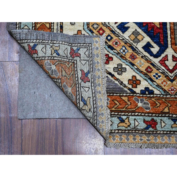 4'1" x 11'9" New Hand Knotted Grey Wool Runner Oriental Rug - MOA10288927