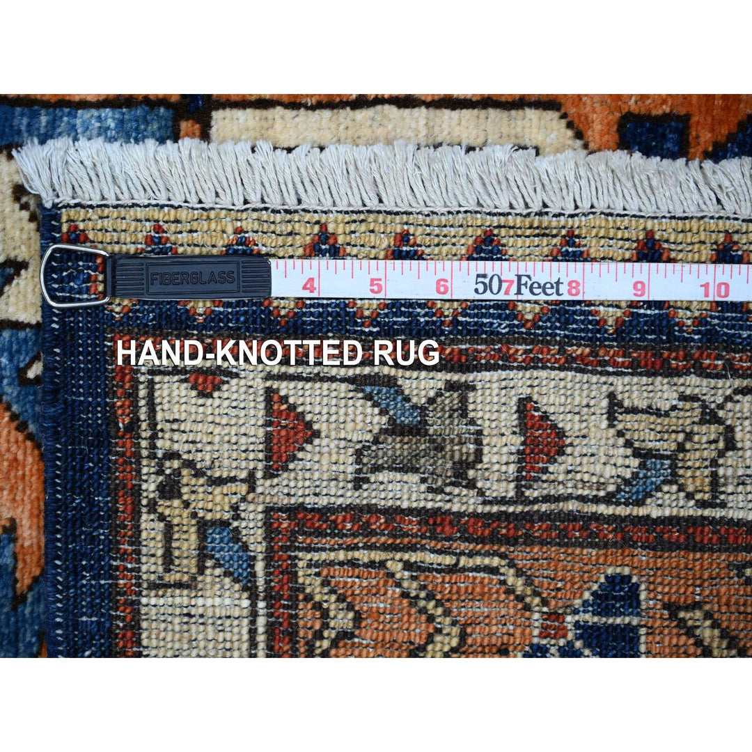 4'3" x 10'5" New Hand Knotted Blue Cotton Runner Oriental Rug - MOA10288928