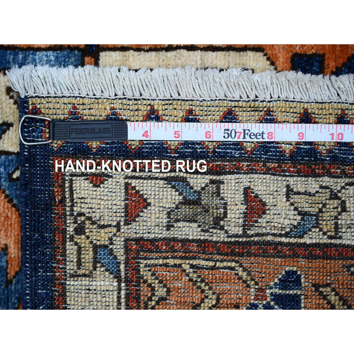 4'3" x 10'5" New Hand Knotted Blue Cotton Runner Oriental Rug - MOA10288928