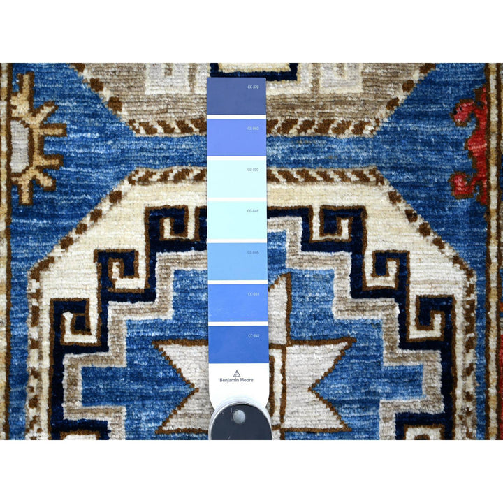 2'5" x 11'8" New Hand Knotted Blue Wool Runner Oriental Rug - MOA10288932