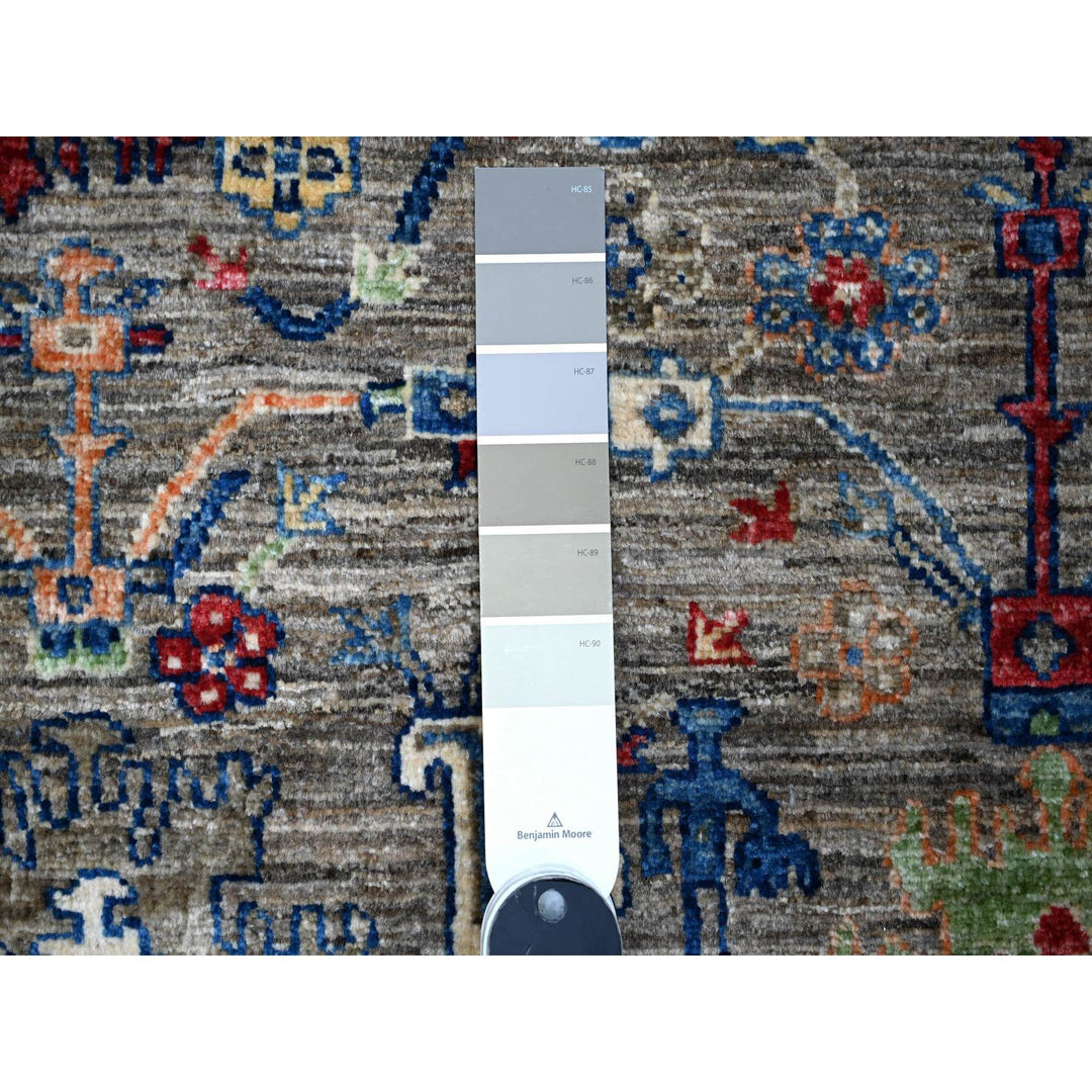 4'1" x 11'8" New Hand Knotted Grey Wool Runner Oriental Rug - MOA10288940