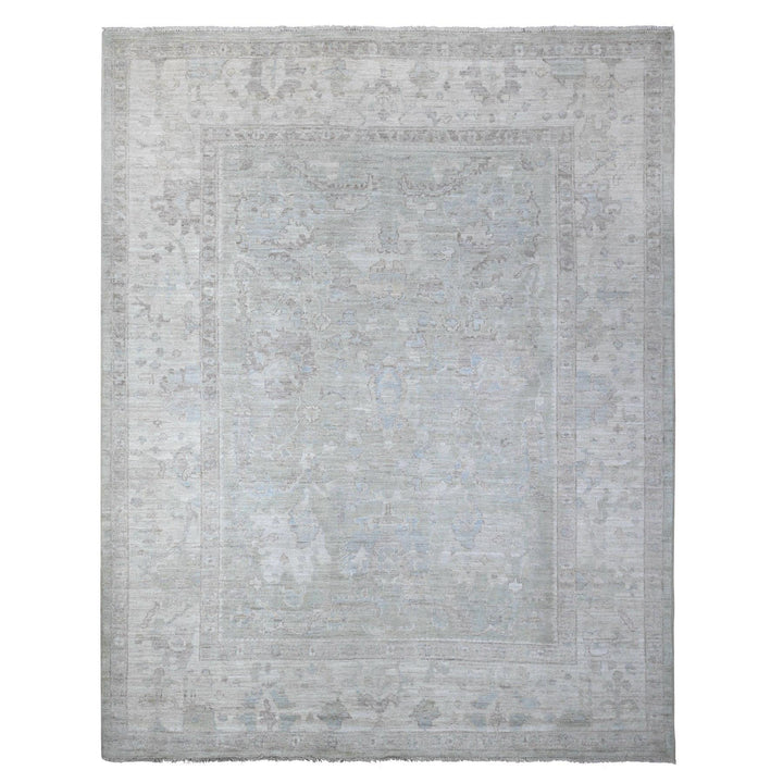 8'11" x 11'4" New Hand Knotted Grey Wool Rectangle Oriental Rug - MOA10288951