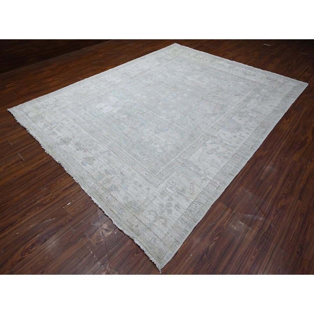 8'11" x 11'4" New Hand Knotted Grey Wool Rectangle Oriental Rug - MOA10288951