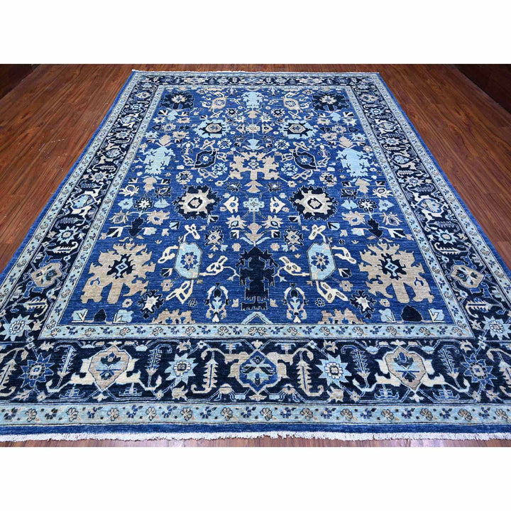 9'3" x 11'9" New Hand Knotted Blue Wool Rectangle Oriental Rug - MOA10288952