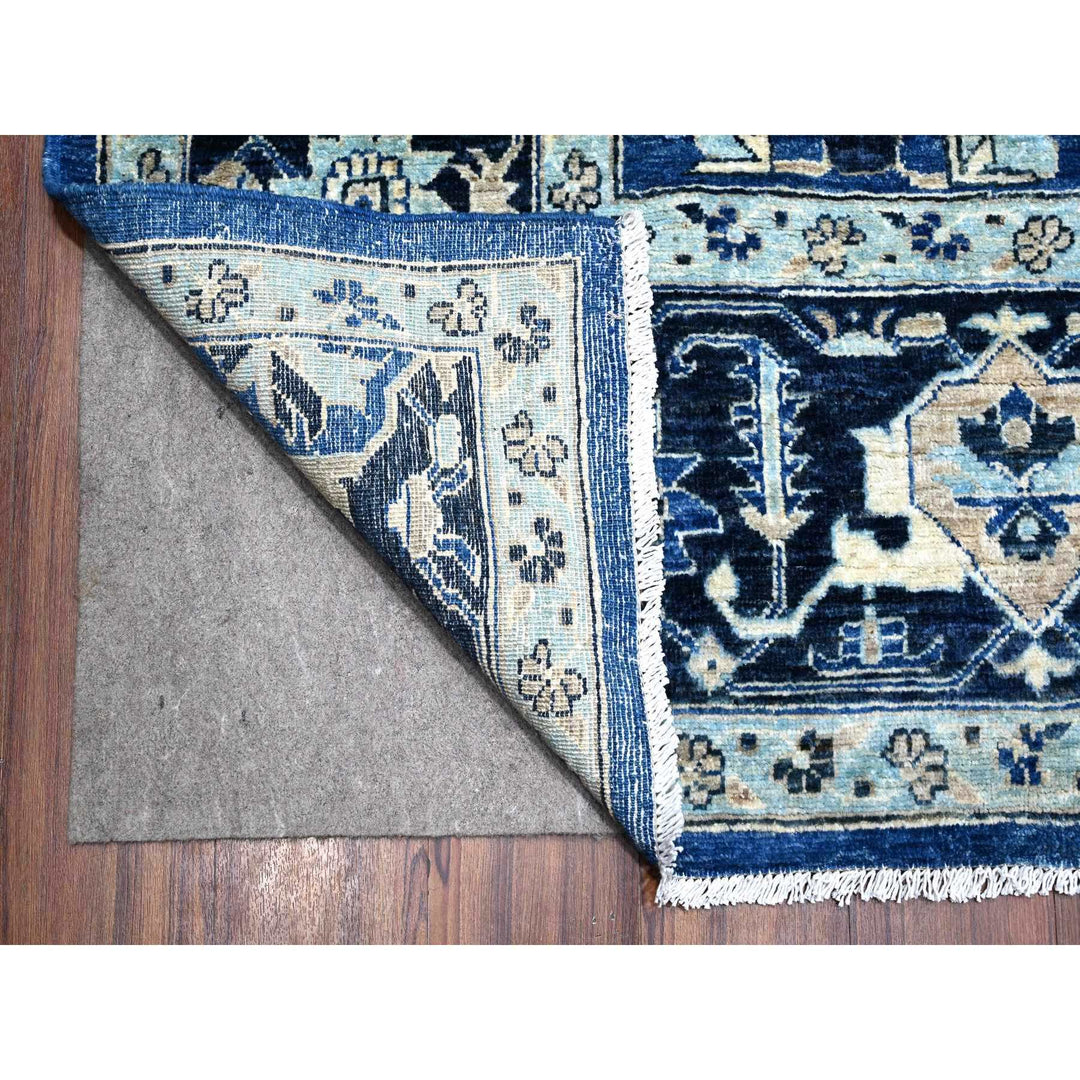 9'3" x 11'9" New Hand Knotted Blue Wool Rectangle Oriental Rug - MOA10288952