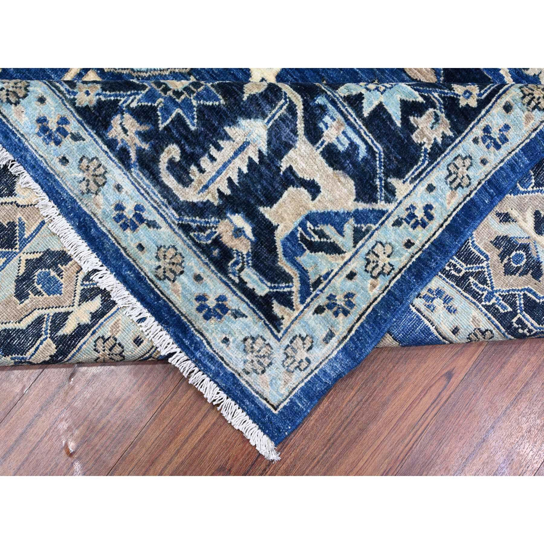 9'3" x 11'9" New Hand Knotted Blue Wool Rectangle Oriental Rug - MOA10288952