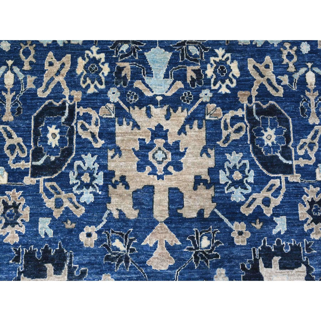 9'3" x 11'9" New Hand Knotted Blue Wool Rectangle Oriental Rug - MOA10288952