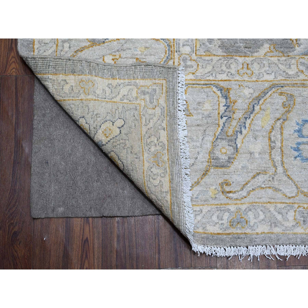 9'0" x 11'7" New Hand Knotted Grey Wool Rectangle Oriental Rug - MOA10288954