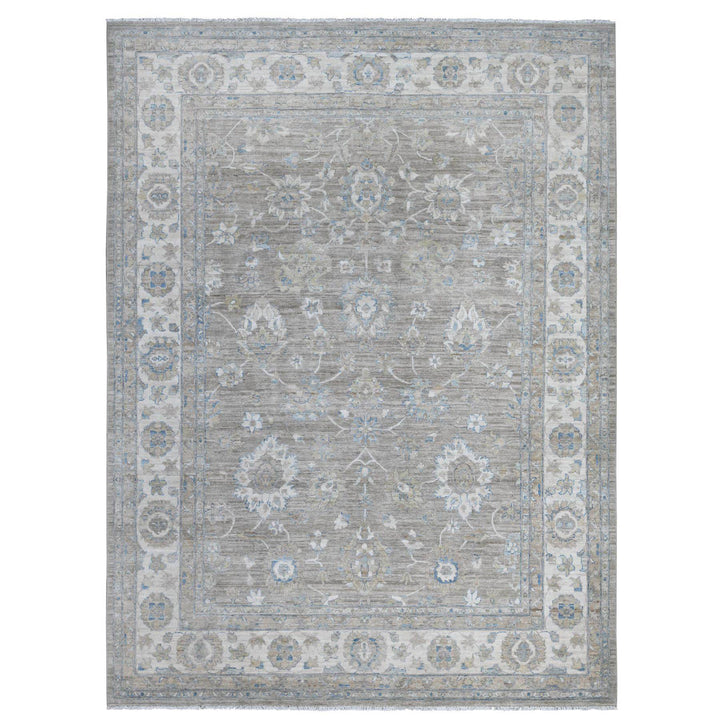 9'0" x 11'10" New Hand Knotted Grey Wool Rectangle Oriental Rug - MOA10288958