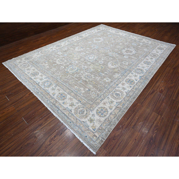 9'0" x 11'10" New Hand Knotted Grey Wool Rectangle Oriental Rug - MOA10288958