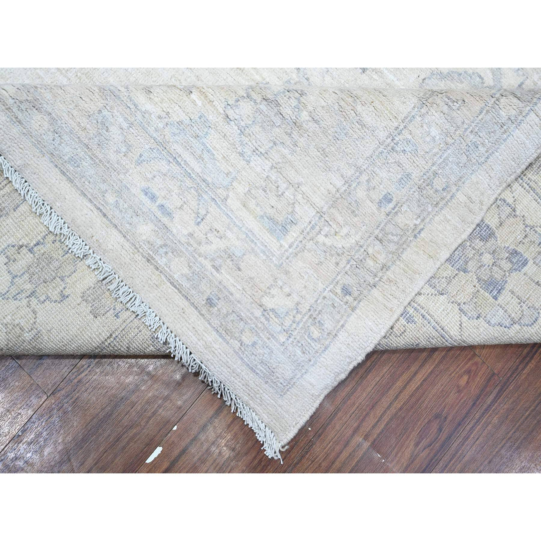 9'10" x 13'11" New Hand Knotted Ivory Wool Rectangle Oriental Rug - MOA10288959