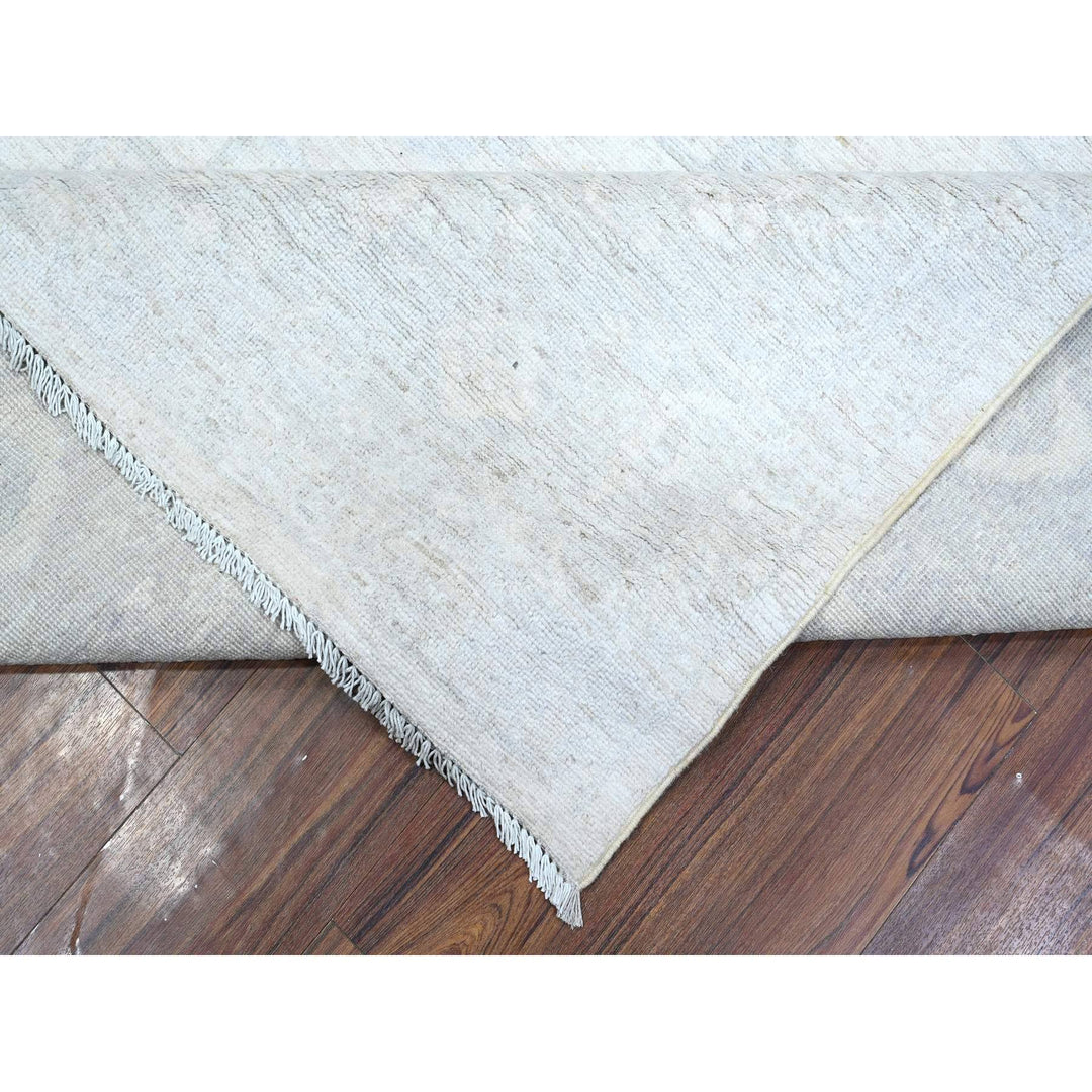 8'11" x 11'7" New Hand Knotted Ivory Wool Rectangle Oriental Rug - MOA10288960