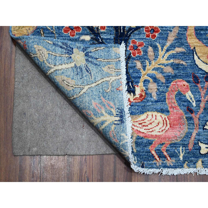 9'0" x 11'11" New Hand Knotted Blue Wool Rectangle Oriental Rug - MOA10288966