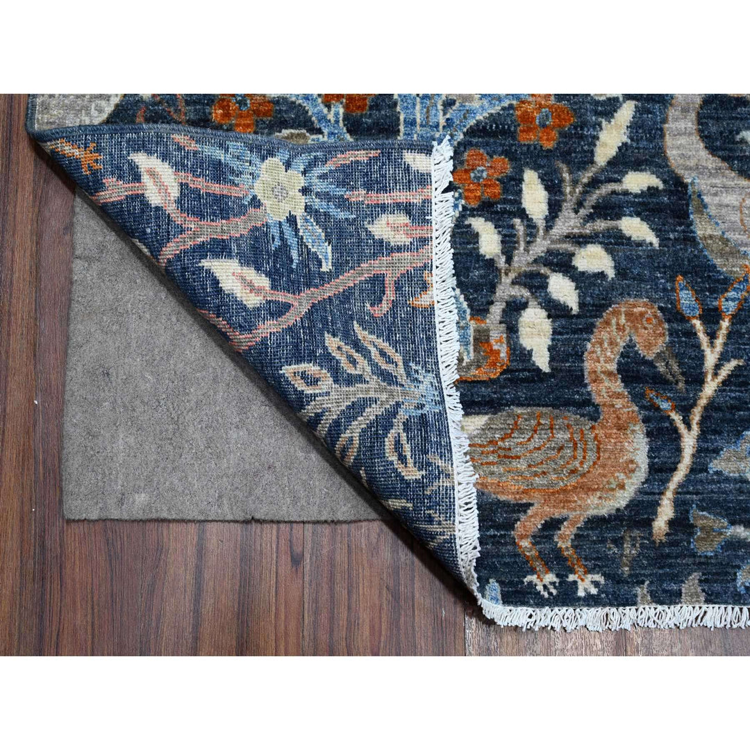 9'2" x 11'9" New Hand Knotted Blue Wool Rectangle Oriental Rug - MOA10288967