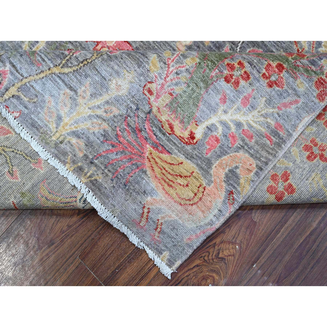 8'2" x 9'11" New Hand Knotted Grey Wool Rectangle Oriental Rug - MOA10288970