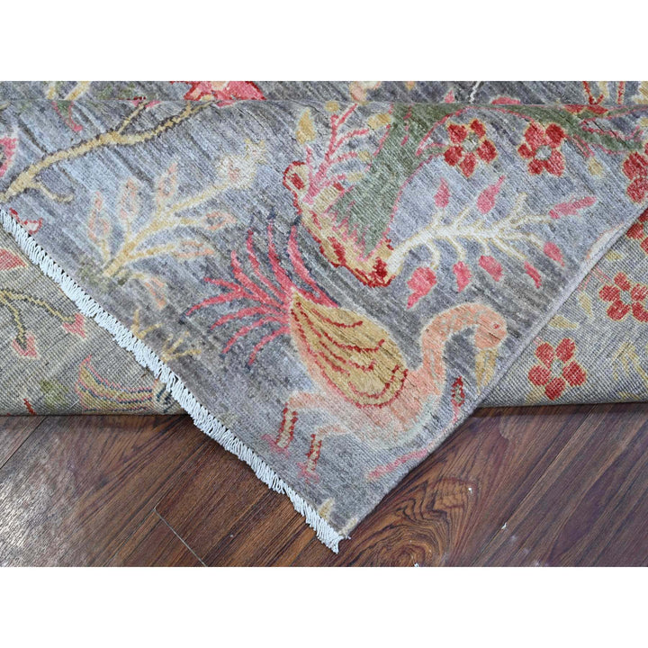 8'2" x 9'11" New Hand Knotted Grey Wool Rectangle Oriental Rug - MOA10288970