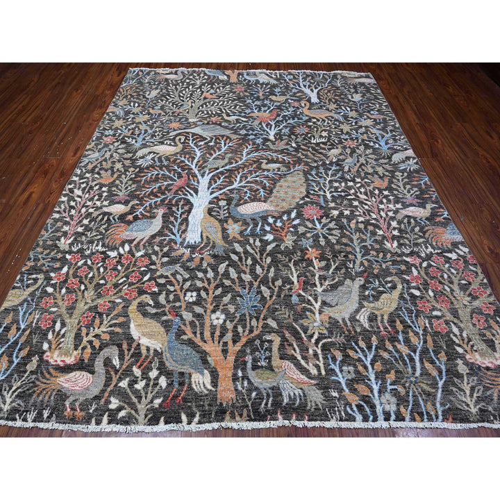 8'0" x 9'10" New Hand Knotted Grey Wool Rectangle Oriental Rug - MOA10288974