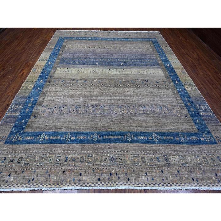 9'1" x 11'8" New Hand Knotted Grey Wool Rectangle Oriental Rug - MOA10288975