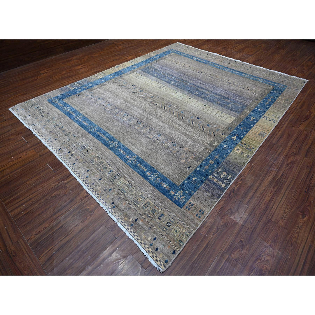 9'1" x 11'8" New Hand Knotted Grey Wool Rectangle Oriental Rug - MOA10288975