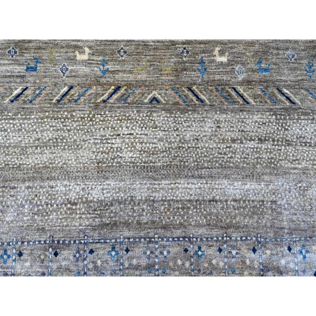 9'1" x 11'8" New Hand Knotted Grey Wool Rectangle Oriental Rug - MOA10288975