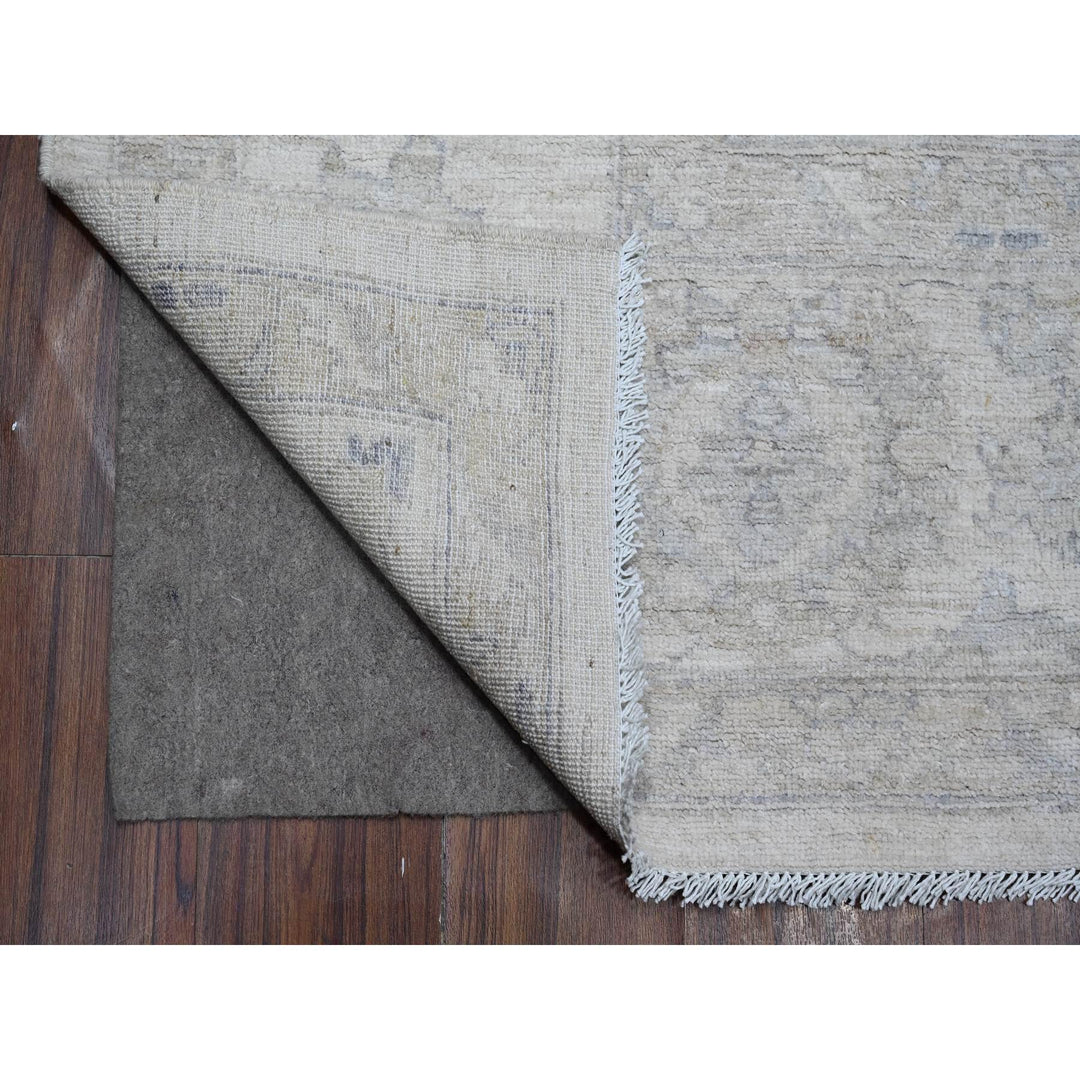 9'1" x 11'5" New Hand Knotted Ivory Wool Rectangle Oriental Rug - MOA10288987