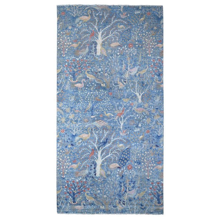 8'1" x 16'2" New Hand Knotted Blue Wool Runner Oriental Rug - MOA10288994