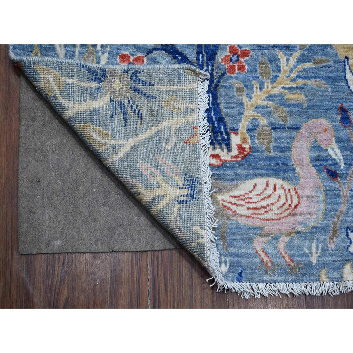 8'1" x 16'2" New Hand Knotted Blue Wool Runner Oriental Rug - MOA10288994