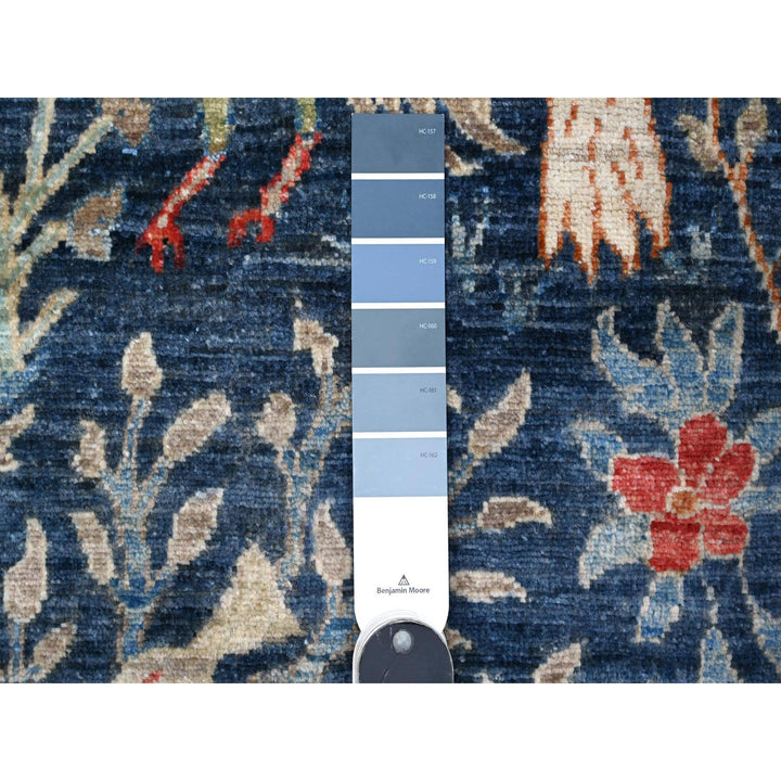 4'0" x 15'1" New Hand Knotted Blue Wool Runner Oriental Rug - MOA10288998