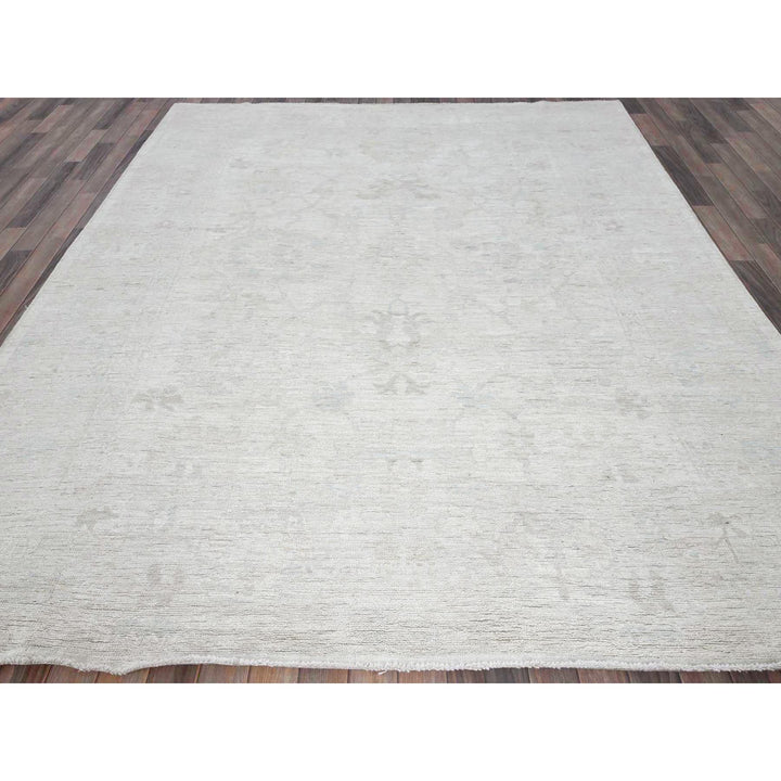 8'0" x 9'11" New Hand Knotted Ivory Wool Rectangle Oriental Rug - MOA102889