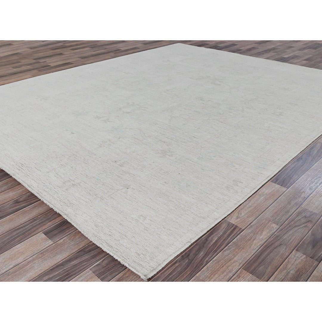 8'0" x 9'11" New Hand Knotted Ivory Wool Rectangle Oriental Rug - MOA102889